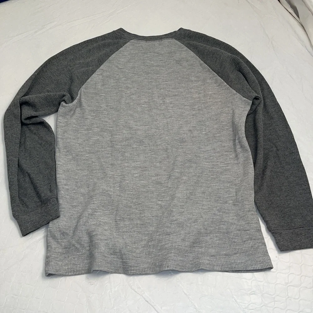 Old Navy gray color block waffle knit thermal long sleeve shirt L = 10-12